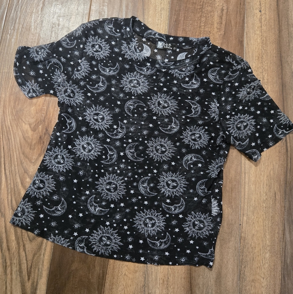 Black and White Celestial Print Top